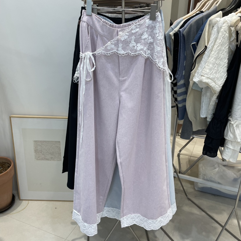 J&C韓國㊣直郵東大門代購女裝新品時尚人氣休閑褲蕾絲J&C/J.BLANC休閑褲