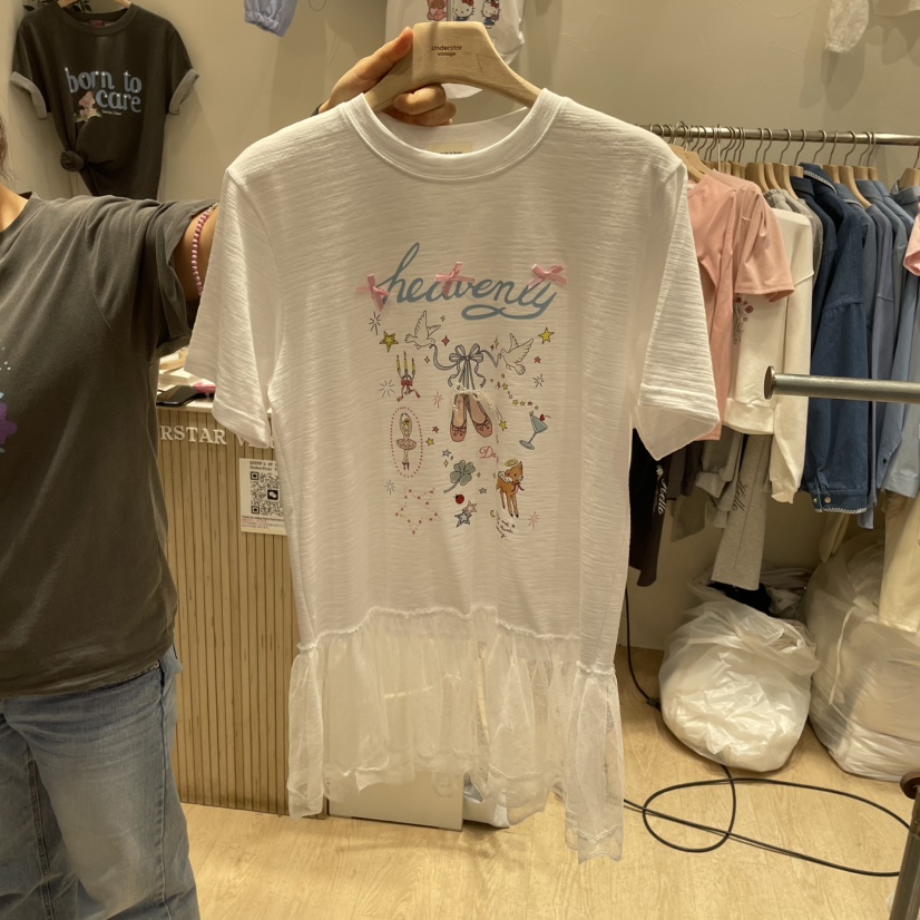 UNDERSTAR_VINTAGE直郵韓國代購㊣女裝新款休閑職業T恤蕾絲UNDERSTAR_VINTAGET恤圖色2