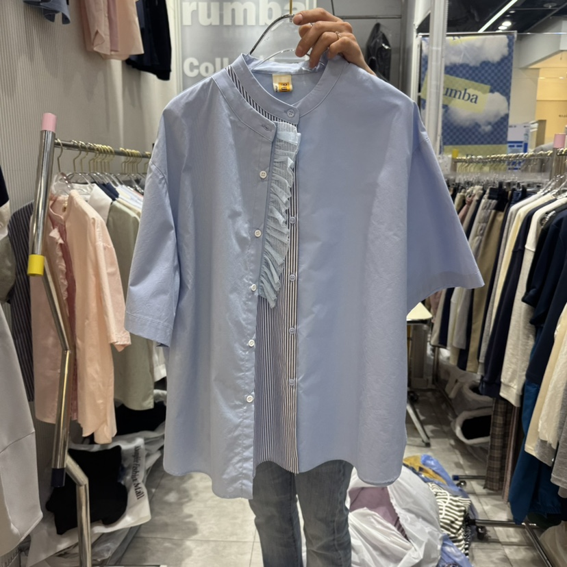 RUMBA韓國直郵㊣東大門實拍女裝新品推薦25春夏襯衫蕾絲衫鏤空RUMBA襯衫/蕾絲衫圖色2