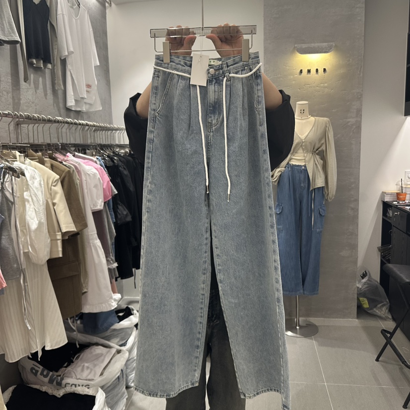 COME OPEN韓國直郵㊣女裝新品推薦熱賣職業25春夏牛仔褲含腰繩COME OPEN牛仔褲