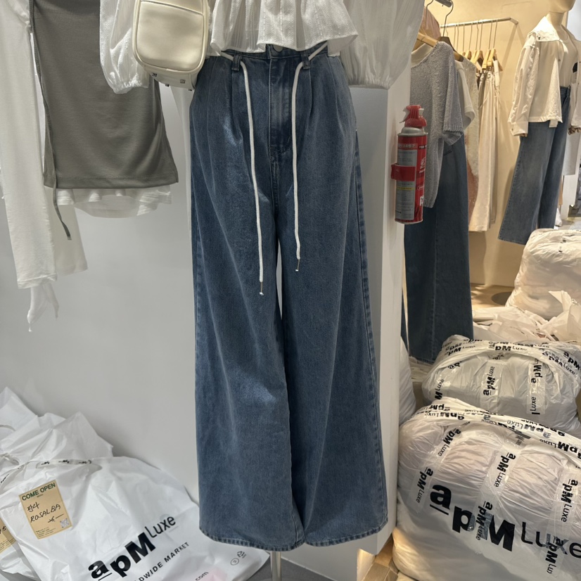 COME OPEN韓國直郵㊣女裝新品推薦熱賣職業25春夏牛仔褲含腰繩COME OPEN牛仔褲圖色2