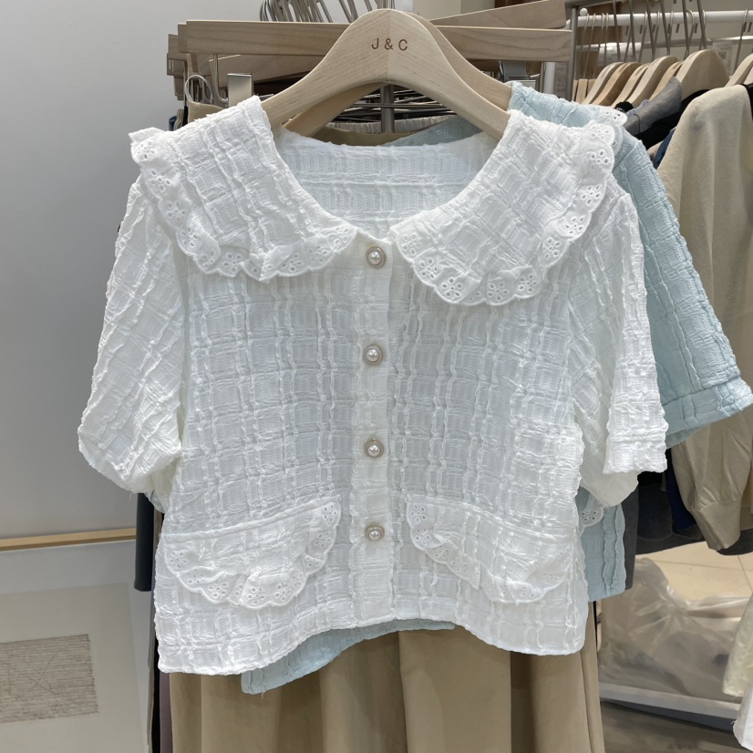 J&C韓國直郵㊣東大門實拍女裝新品時尚人氣襯衫蕾絲衫J&C/J.BLANC襯衫/蕾絲衫