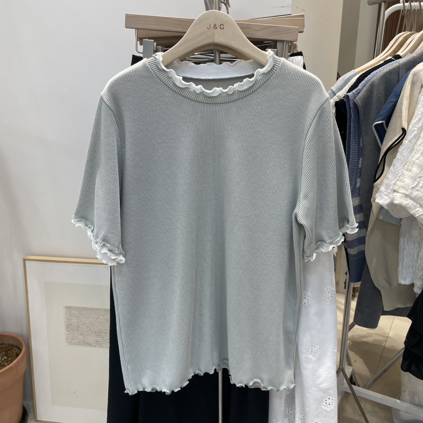 J&C韓國直郵㊣東大門實拍女裝新款熱賣25春夏職業休閑T恤J&C/J.BLANCT恤