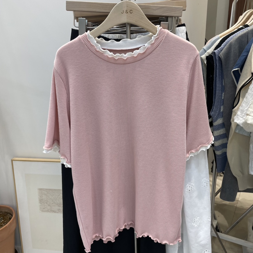 J&C韓國直郵㊣東大門實拍女裝新款熱賣25春夏職業休閑T恤J&C/J.BLANCT恤圖色2