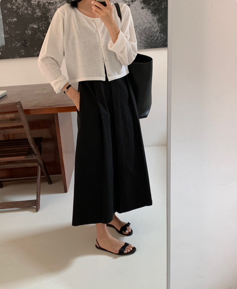 A Flan韓國直郵㊣東大門實拍女裝新品職業針織衫短款亞麻開衫AFN/A Flan針織衫