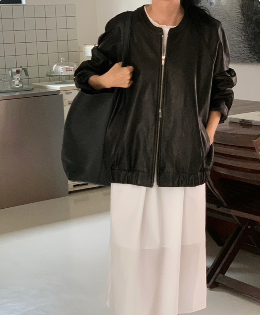 A Flan韓國㊣直郵東大門代購女裝新款人氣熱賣休閑皮衣羊皮AFN/A Flan皮衣