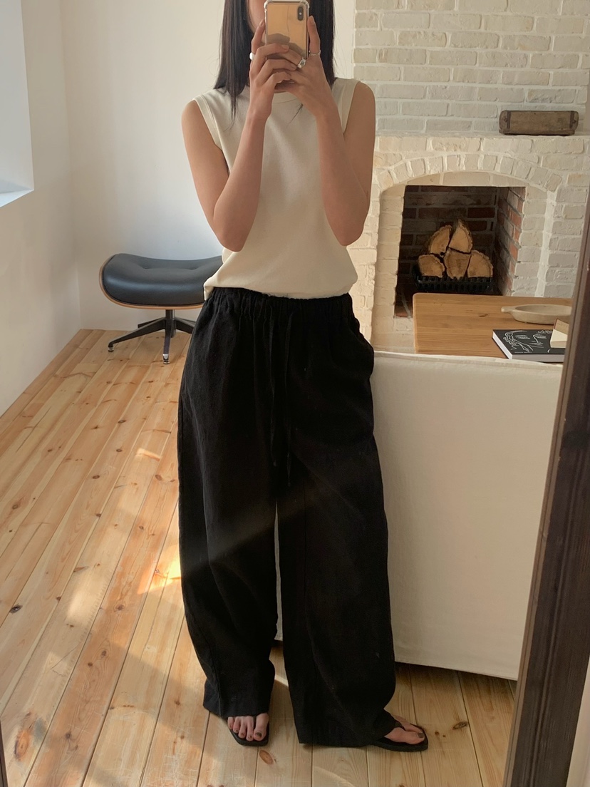 BLEECKER直郵韓國代購㊣女裝新品人氣休閑時尚熱賣休閑褲亞麻BLEECKER休閑褲