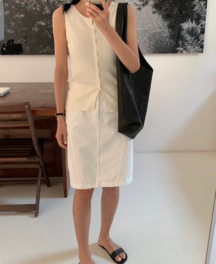 A Flan韓國直郵㊣東大門實拍女裝新品25春夏推薦吊帶背心紐扣AFN/A Flan吊帶/背心