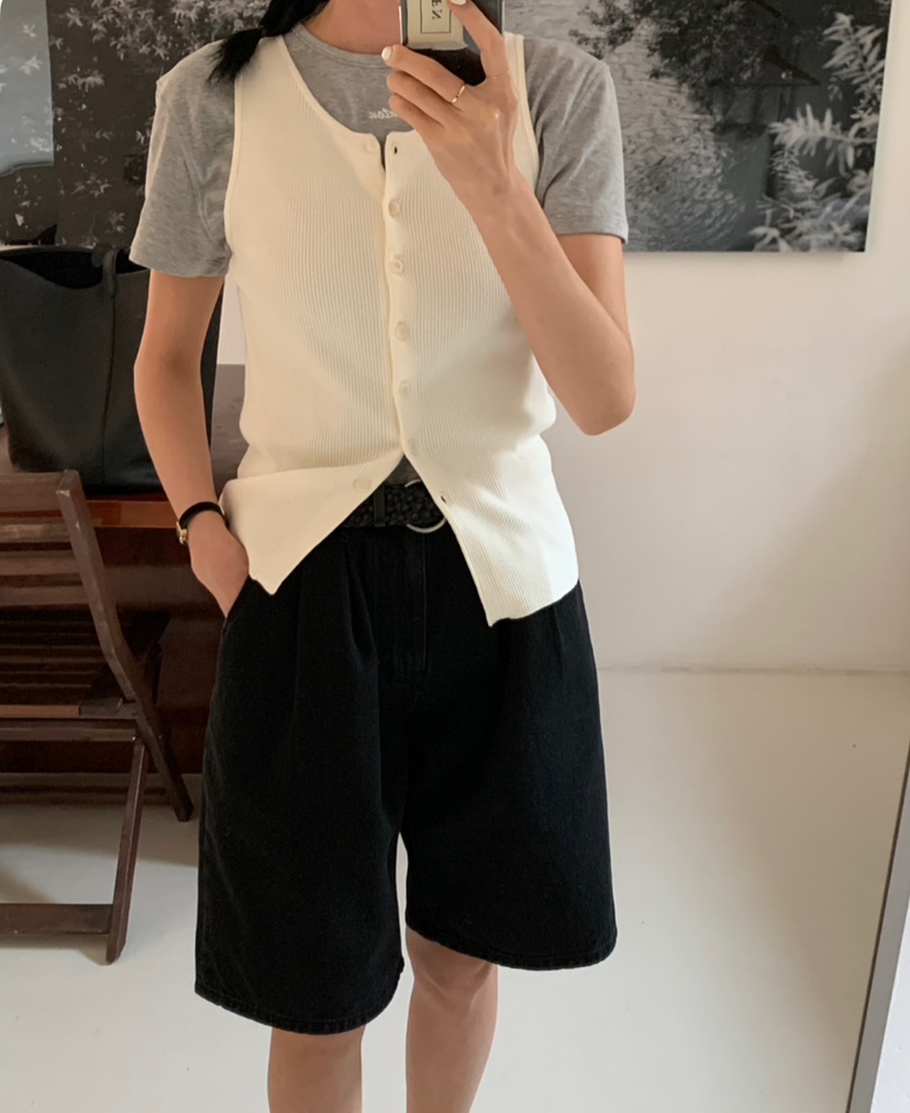 A Flan韓國直郵㊣東大門實拍女裝新品25春夏推薦吊帶背心紐扣AFN/A Flan吊帶/背心