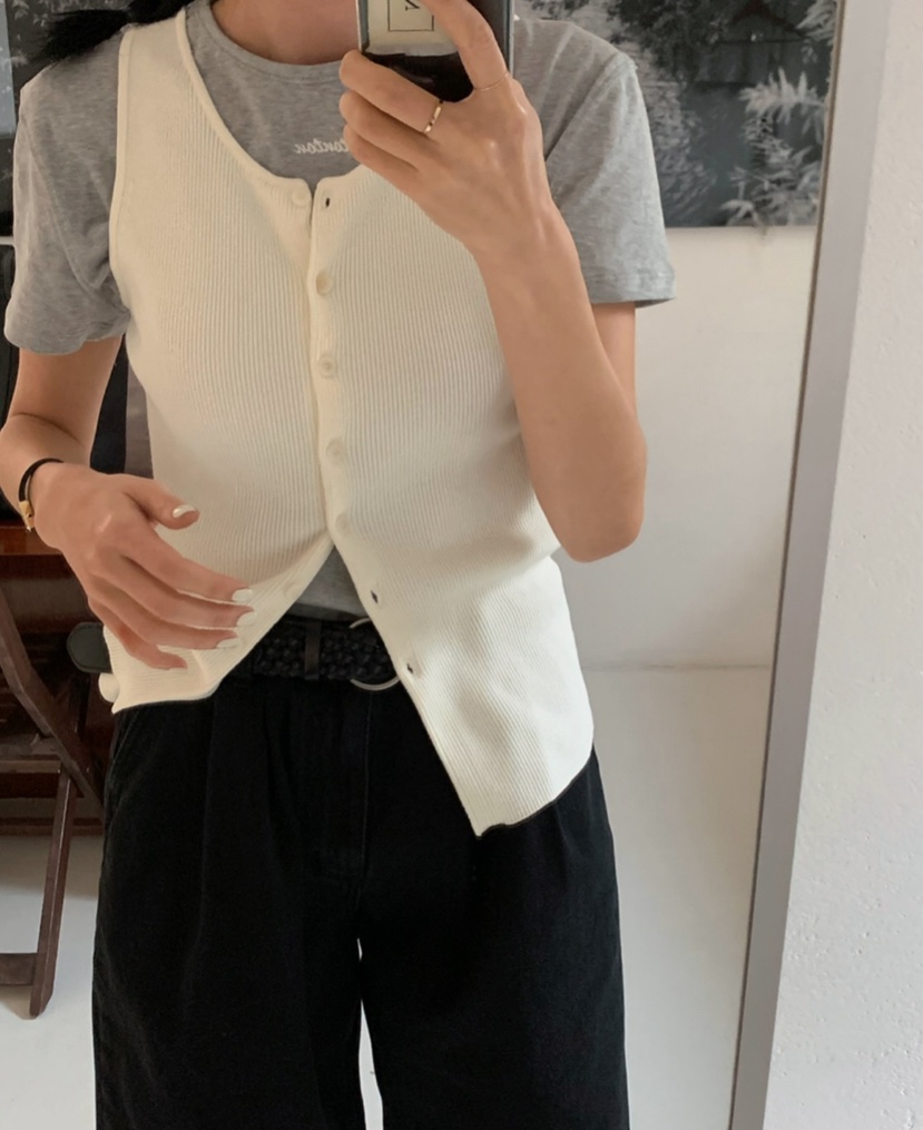 A Flan韓國直郵㊣東大門實拍女裝新品25春夏推薦吊帶背心紐扣AFN/A Flan吊帶/背心