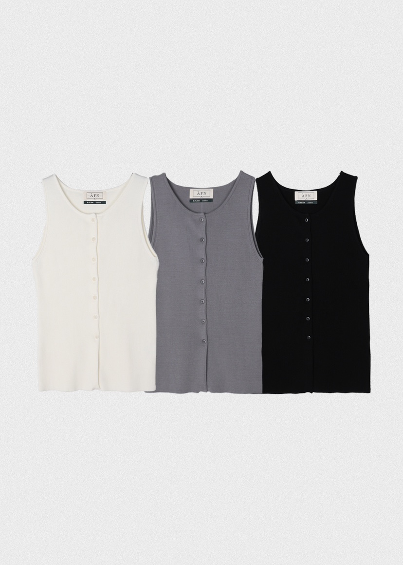 A Flan韓國直郵㊣東大門實拍女裝新品25春夏推薦吊帶背心紐扣AFN/A Flan吊帶/背心