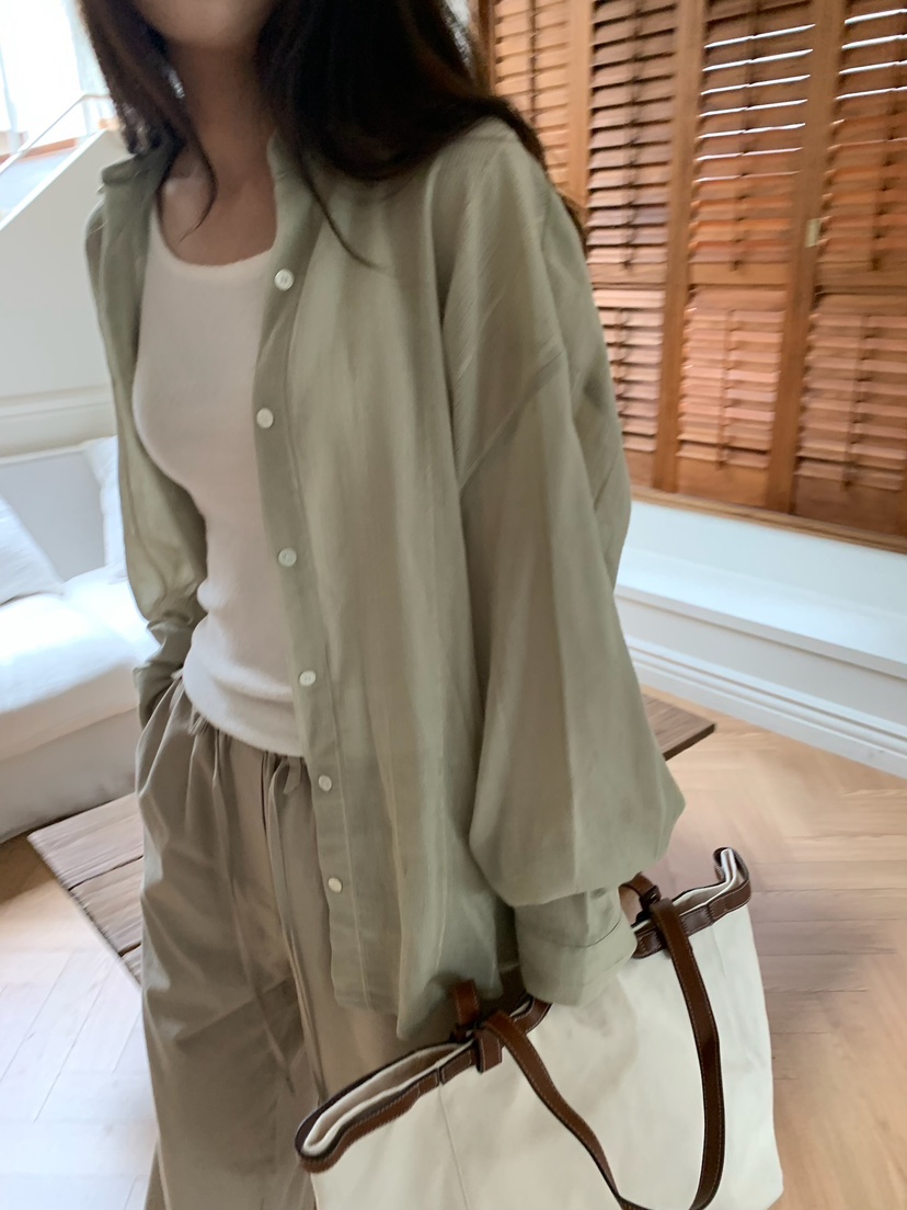 BLEECKER韓國直郵㊣女裝新款人氣熱賣職業25春夏襯衫蕾絲衫條紋BLEECKER襯衫/蕾絲衫