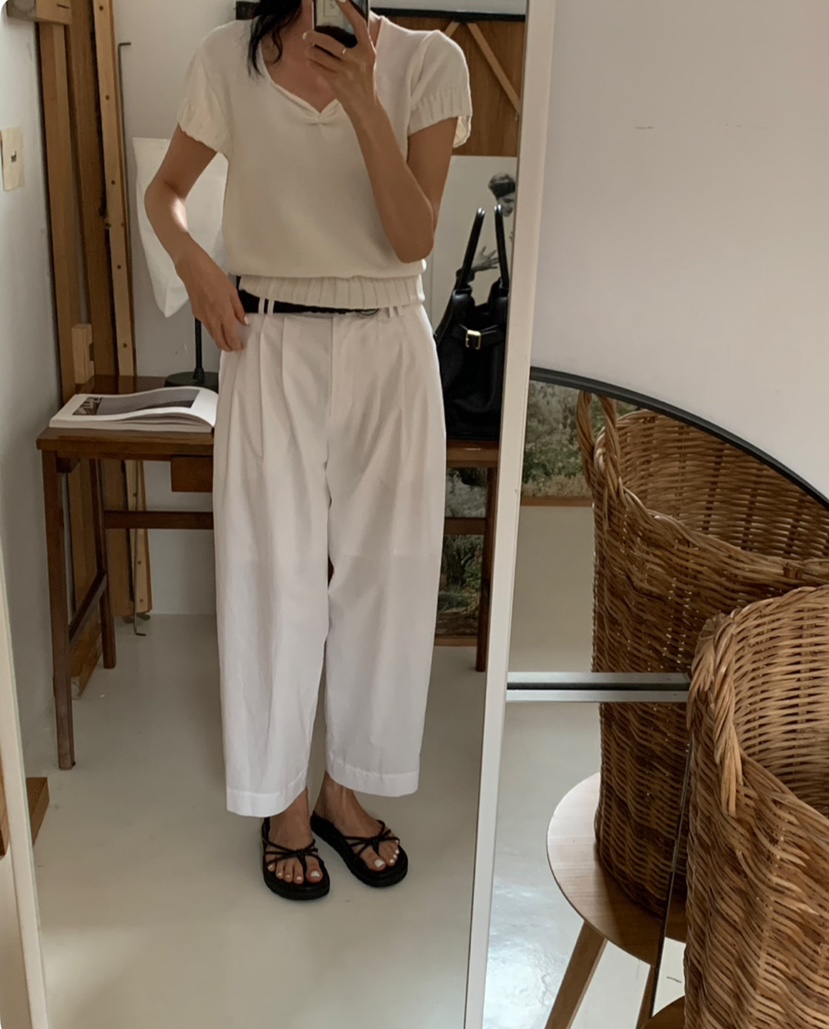 A Flan韓國㊣直郵東大門代購女裝新款時尚推薦25春夏針織衫褶皺AFN/A Flan針織衫