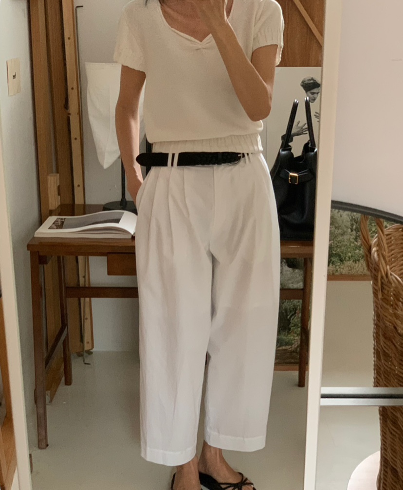 A Flan韓國㊣直郵東大門代購女裝新款時尚推薦25春夏針織衫褶皺AFN/A Flan針織衫