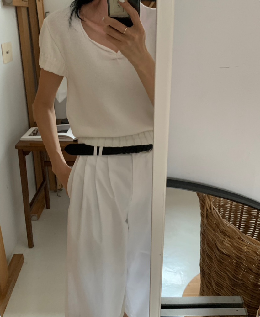A Flan韓國㊣直郵東大門代購女裝新款時尚推薦25春夏針織衫褶皺AFN/A Flan針織衫