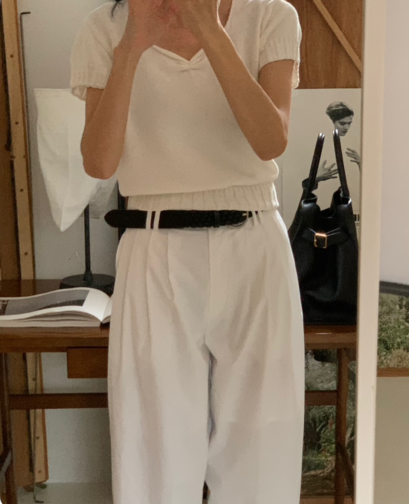 A Flan韓國㊣直郵東大門代購女裝新款時尚推薦25春夏針織衫褶皺AFN/A Flan針織衫