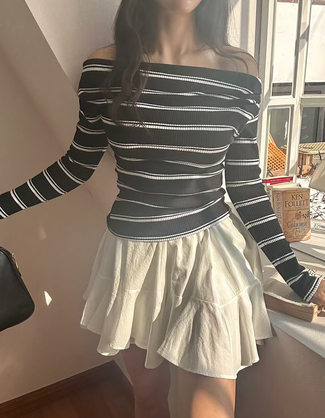 BLACK LINE直郵韓國代購㊣女裝新品人氣推薦時尚休閑長袖T恤BLACK LINE長袖T恤