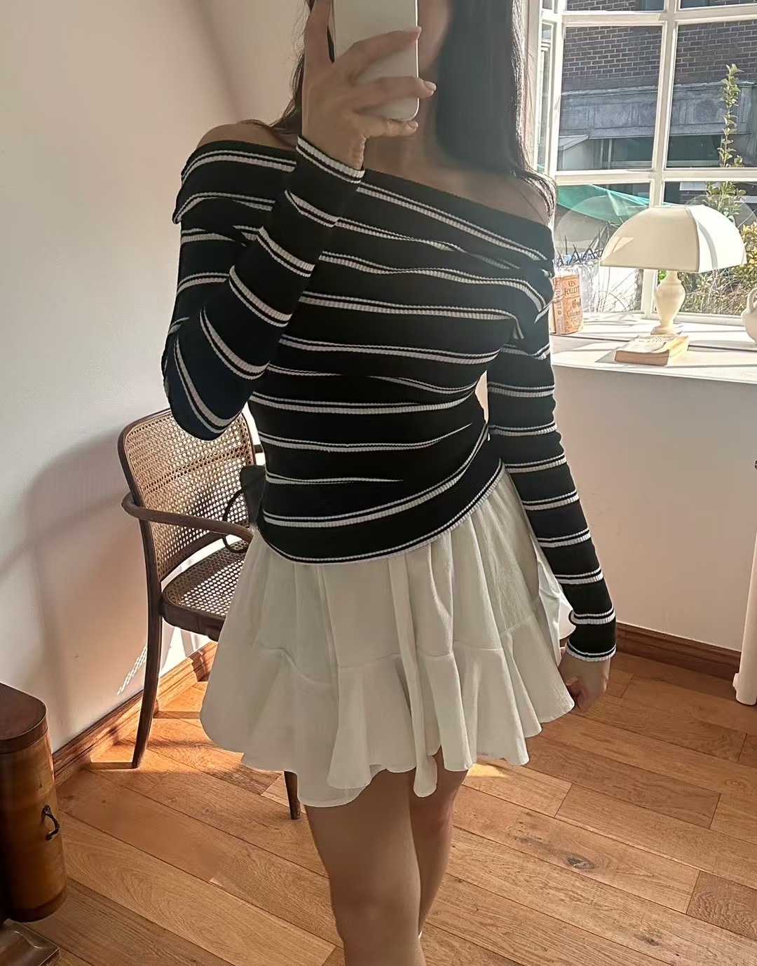 BLACK LINE直郵韓國代購㊣女裝新品人氣推薦時尚休閑長袖T恤BLACK LINE長袖T恤
