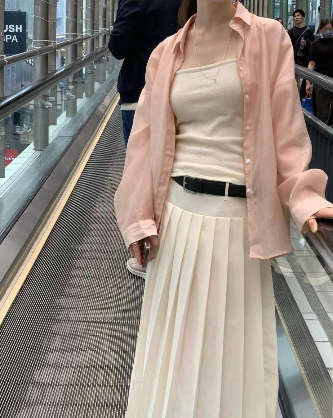 WEARRAW韓國㊣直郵東大門代購女裝新款休閑襯衫蕾絲衫不含腰帶寬松WEARRAW襯衫/蕾絲衫