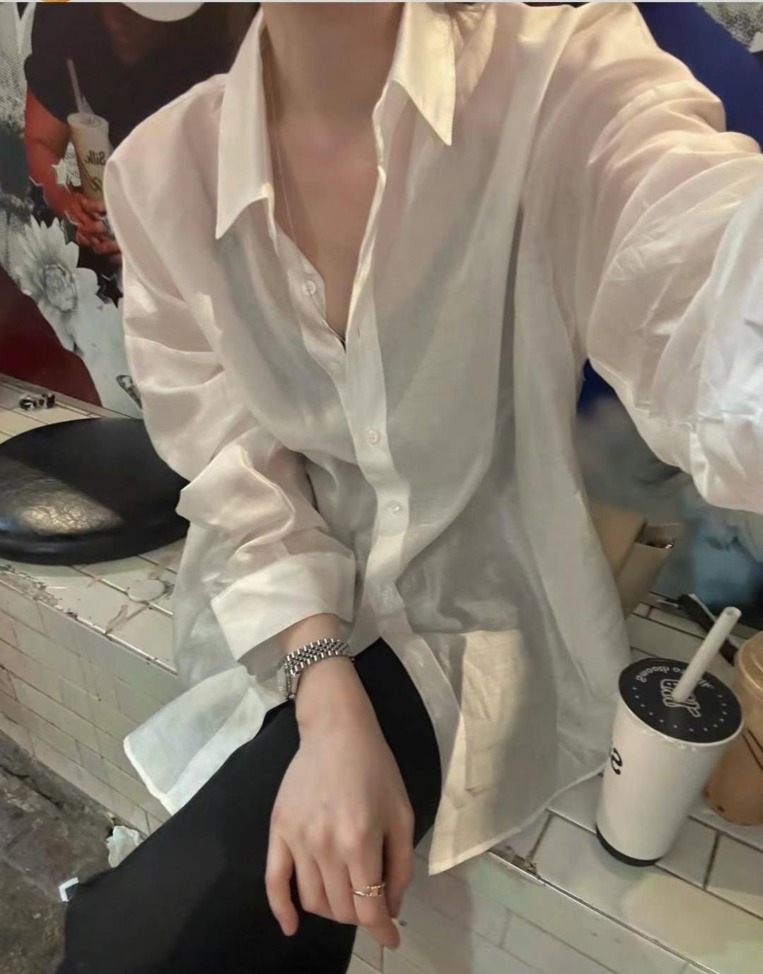 WEARRAW韓國㊣直郵東大門代購女裝新款休閑襯衫蕾絲衫不含腰帶寬松WEARRAW襯衫/蕾絲衫