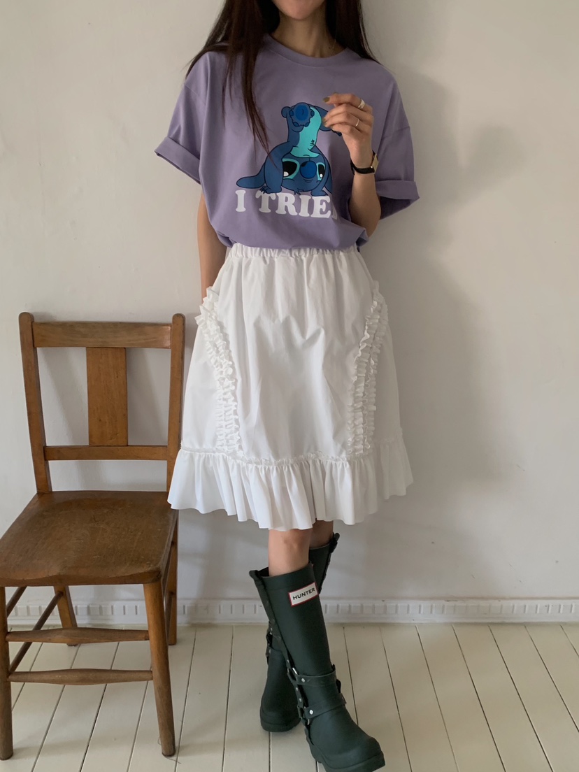 CAMEL-P韓國直郵㊣東大門實拍女裝新款休閑半身裙中短裙褶皺Came_l 家半身裙/中短裙