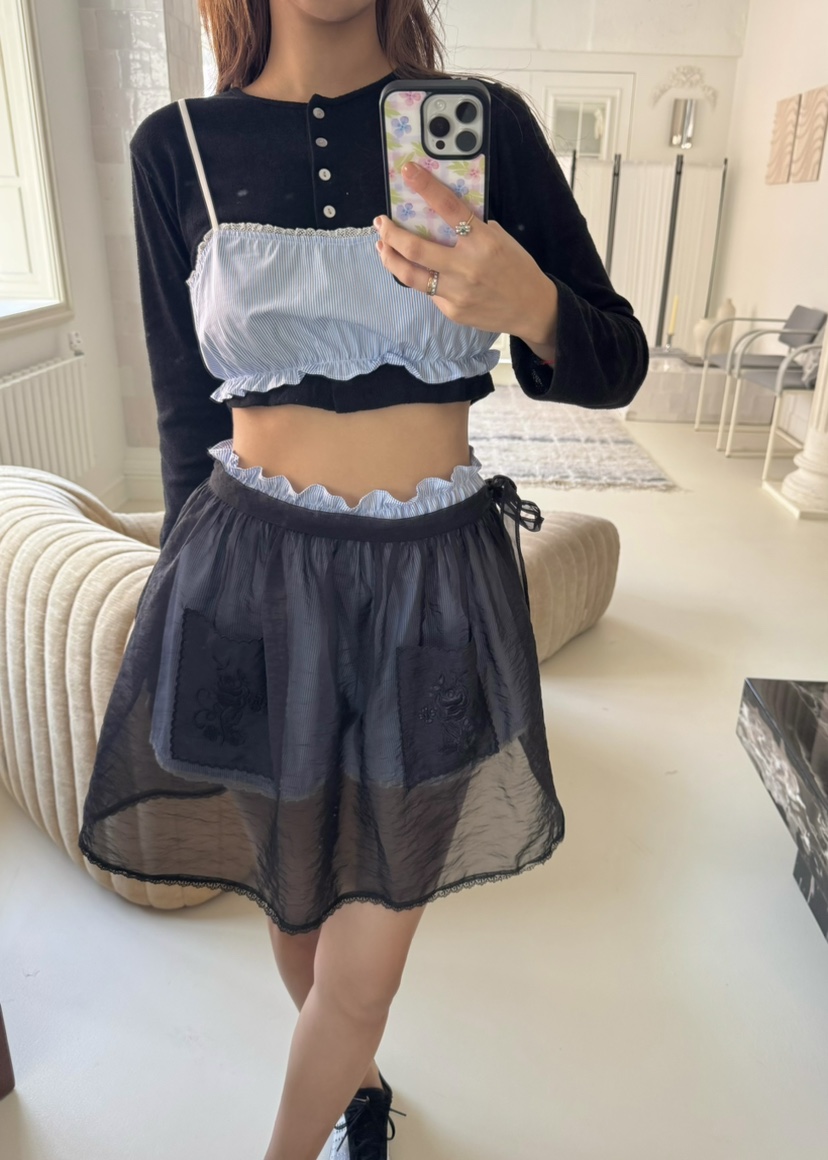 OUPPT韓國直郵㊣女裝新款休閑推薦人氣職業時尚短裙刺繡披肩OUPPT短裙