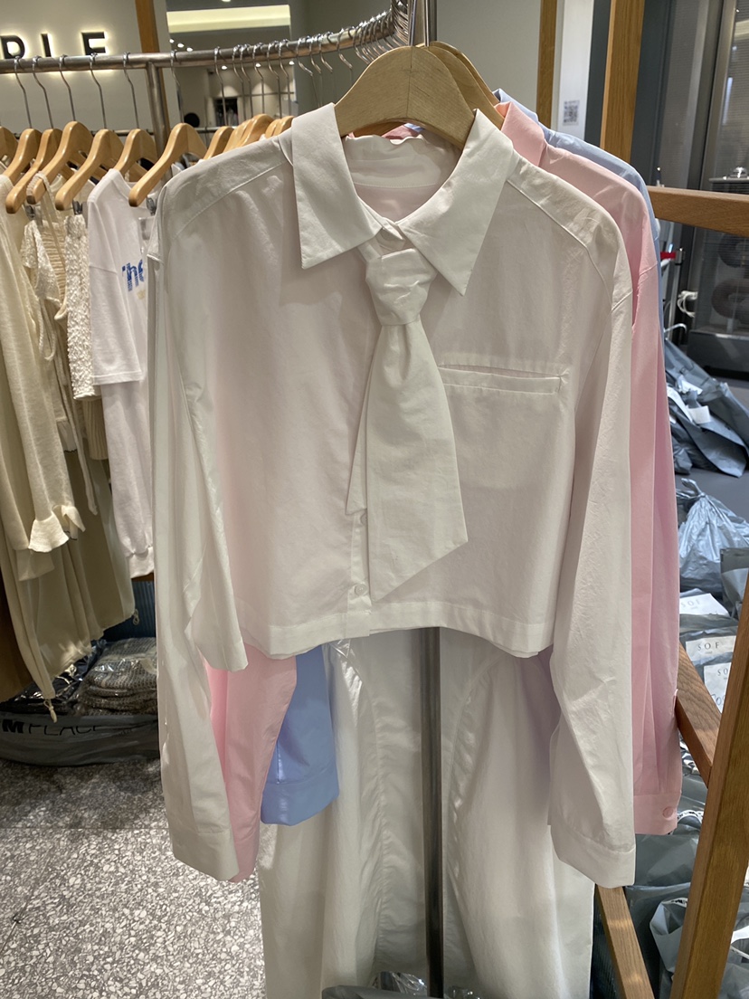 SOF韓國直郵㊣東大門實拍女裝新品25春夏熱賣襯衫蕾絲衫含領帶SOF襯衫/蕾絲衫圖色3