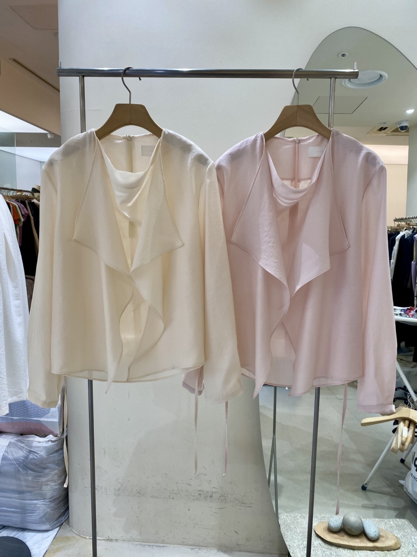 YIKHO STYLE韓國直郵㊣女裝新品休閑推薦襯衫蕾絲衫含腰繩YIKHO STYLE襯衫/蕾絲衫