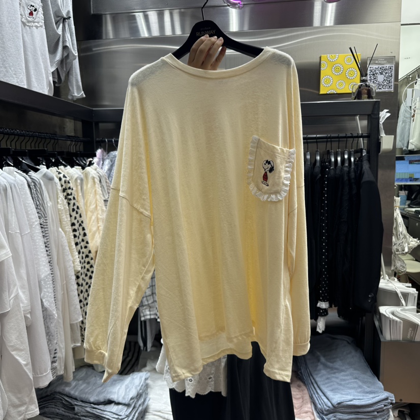 RUNWAY-런웨이直郵韓國代購㊣女裝新款人氣25春夏長袖T恤史努比RUNWAY長袖T恤圖色2