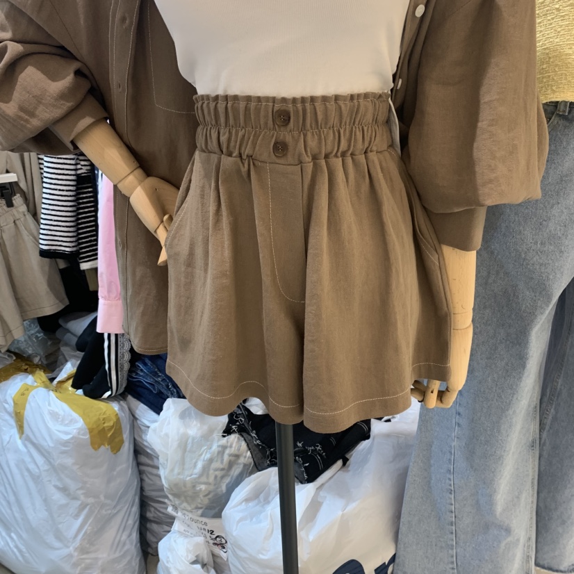 OZ韓國㊣直郵東大門代購女裝新品熱賣休閑職業推薦短褲亞麻OZ.ounce短褲