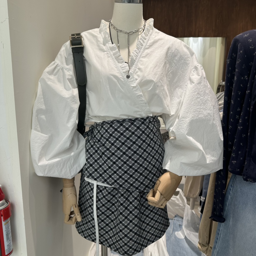 BUCKLE韓國㊣直郵東大門代購女裝新品休閑職業25春夏襯衫蕾絲衫BUCKLE襯衫/蕾絲衫