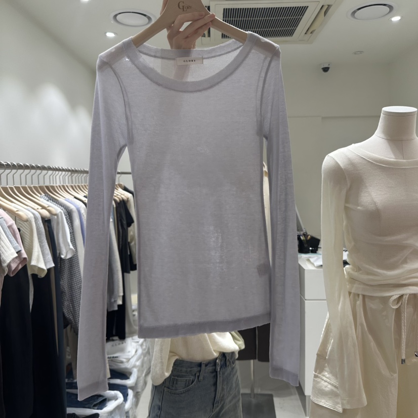 GLORY直郵韓國代購㊣女裝新品職業熱賣25春夏時尚長袖T恤復古GLORY長袖T恤圖色3