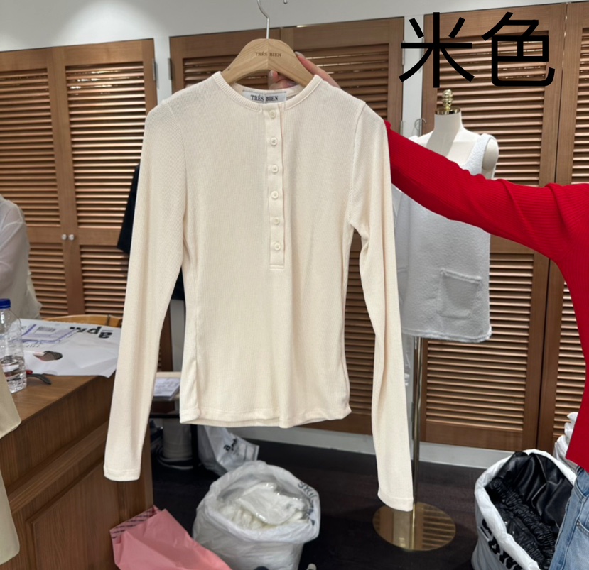 TRES BIEN韓國直郵㊣東大門實拍女裝新品時尚熱賣人氣長袖T恤TRES BIEN長袖T恤圖色3