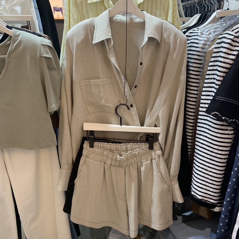OZ直郵韓國代購㊣女裝新品時尚休閑熱賣套裝兩件套套裝亞麻OZ.ounce套裝圖色2