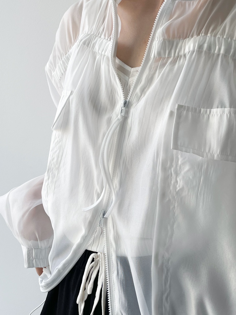 NEOUL韓國㊣直郵東大門代購女裝新款休閑25春夏推薦夾克歐根紗NEOUL/ahin雙領標簽夾克