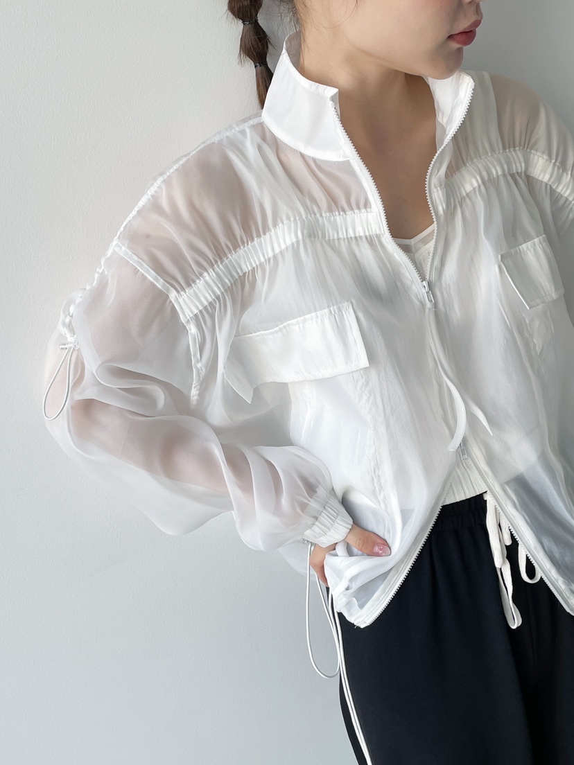 NEOUL韓國㊣直郵東大門代購女裝新款休閑25春夏推薦夾克歐根紗NEOUL/ahin雙領標簽夾克