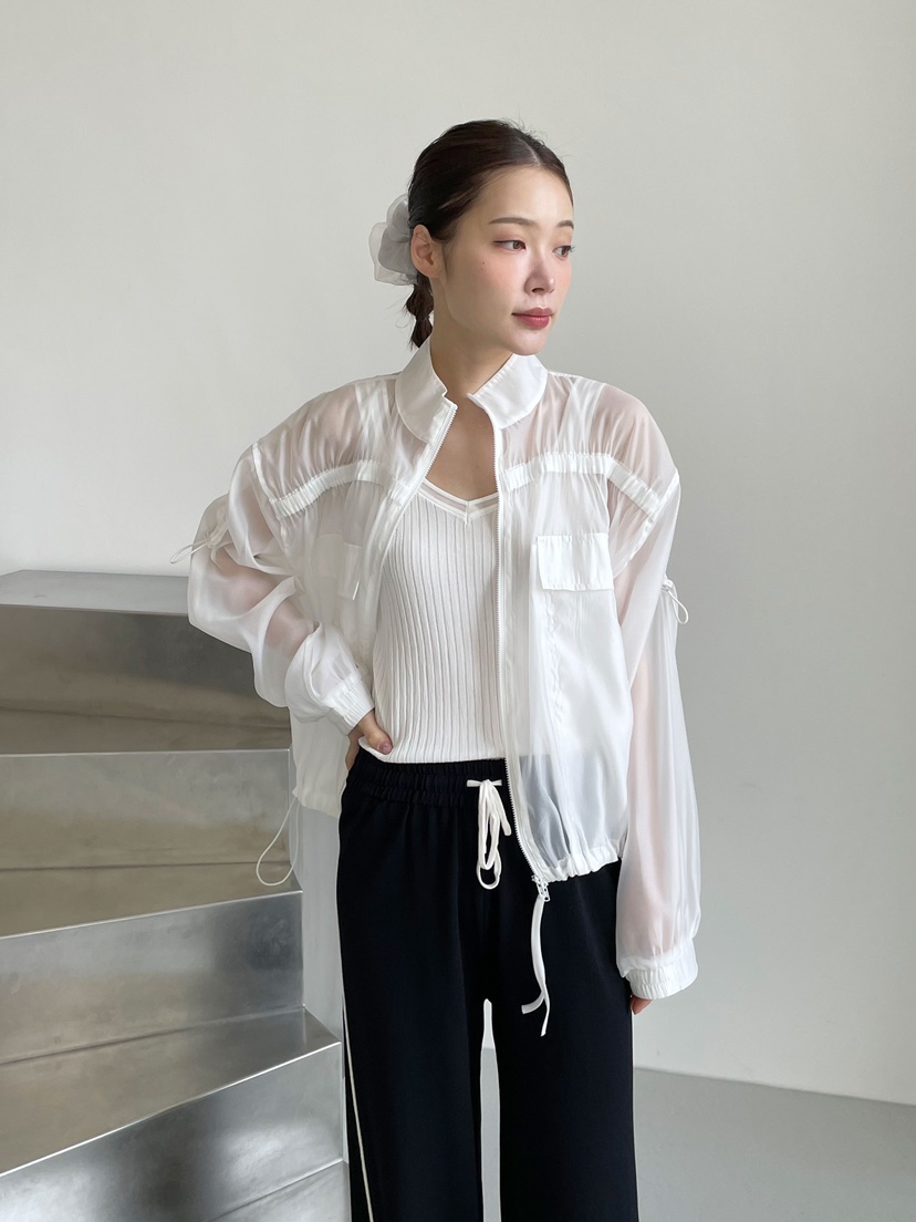 NEOUL韓國㊣直郵東大門代購女裝新款休閑25春夏推薦夾克歐根紗NEOUL/ahin雙領標簽夾克