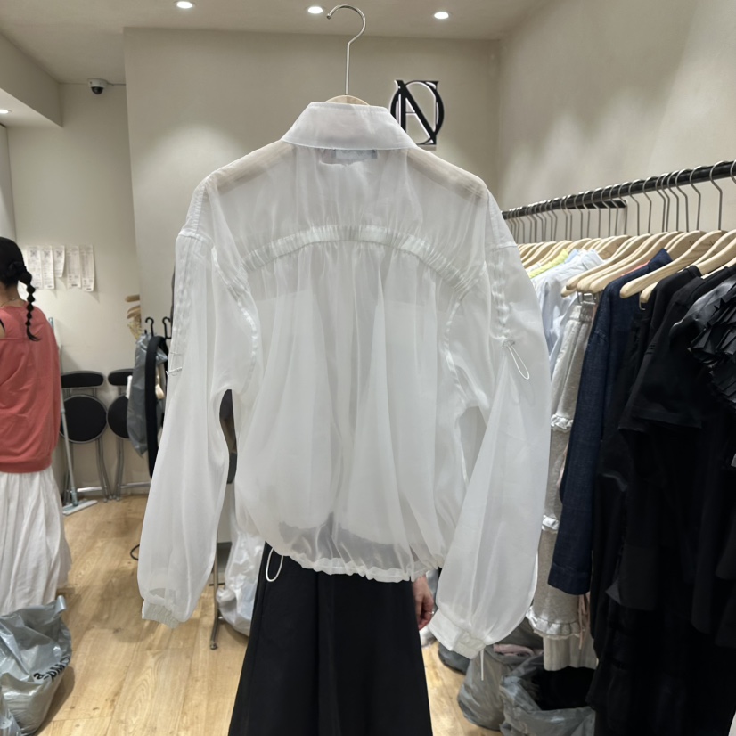 NEOUL韓國㊣直郵東大門代購女裝新款休閑25春夏推薦夾克歐根紗NEOUL/ahin雙領標簽夾克