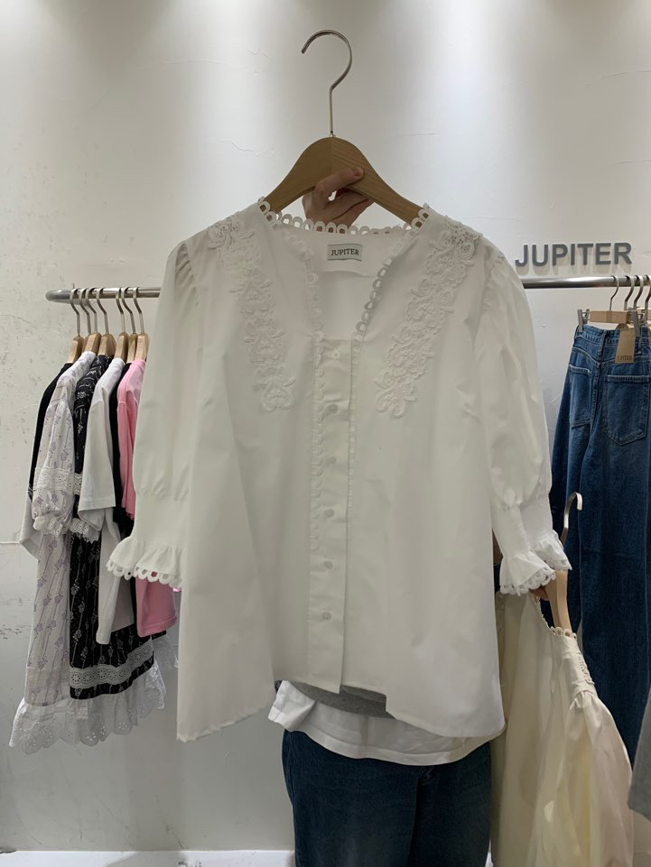 JUPITER韓國直郵㊣女裝新款熱賣休閑人氣時尚推薦襯衫蕾絲衫JUPITER襯衫/蕾絲衫
