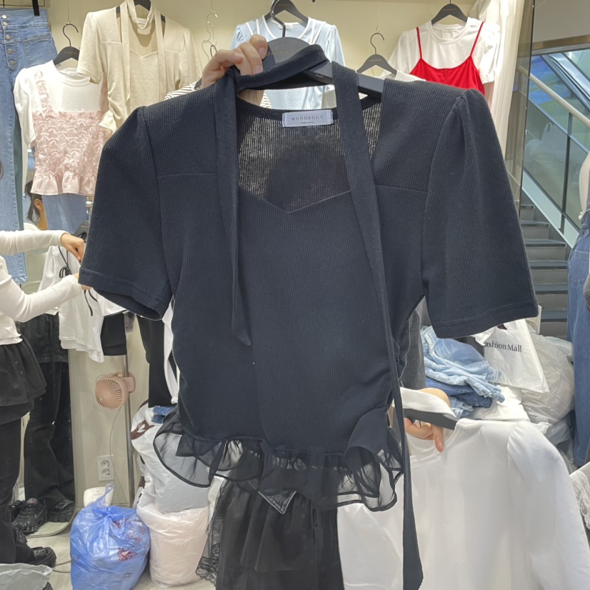 MONOPOLY直郵韓國代購㊣女裝新款休閑25春夏熱賣推薦T恤含脖帶KC MARKETT恤圖色2