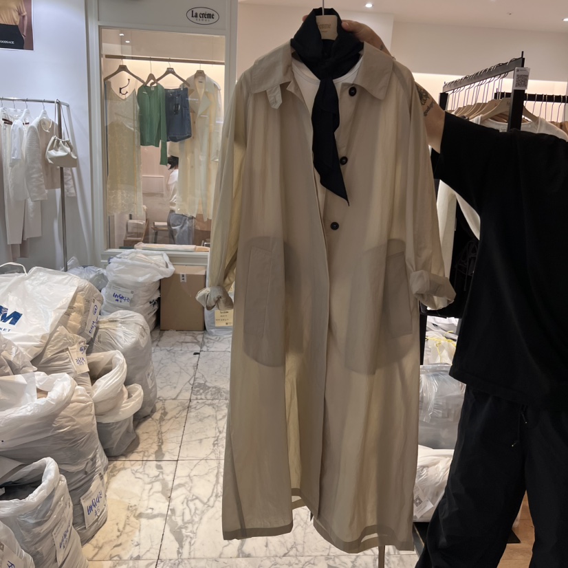LA MAGIE FEMME韓國㊣直郵東大門代購女裝新品推薦長款風衣不含絲巾含腰帶Lamagie Femme長款風衣