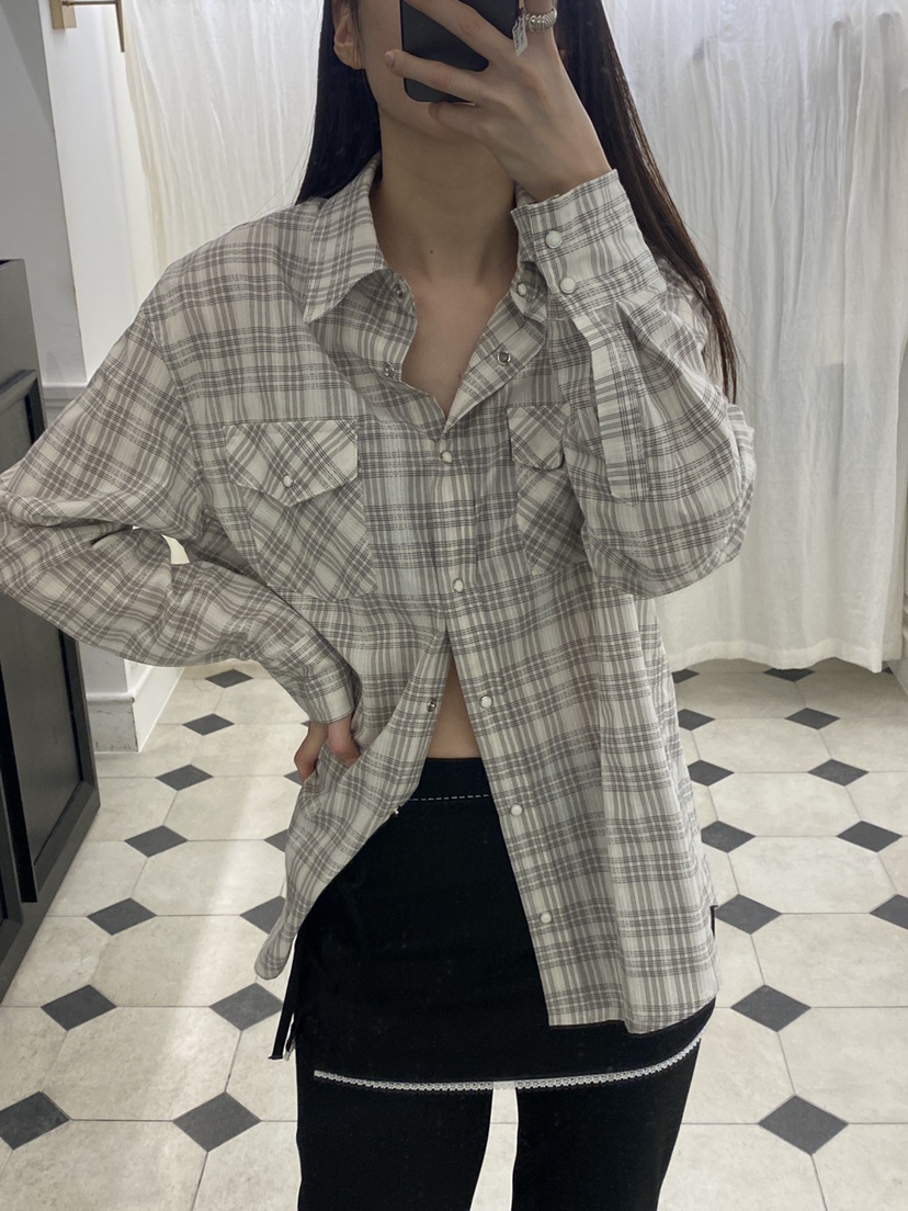 ETER韓國㊣直郵東大門代購女裝新款25春夏推薦襯衫蕾絲衫格紋eter/VERSO襯衫/蕾絲衫