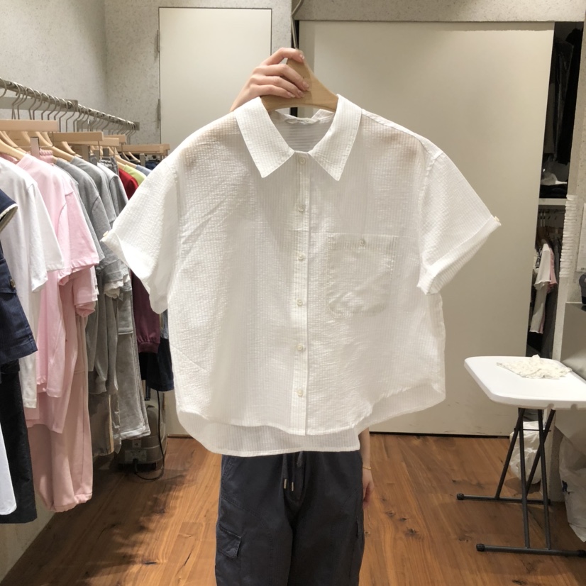 COMELY韓國直郵㊣東大門實拍女裝新款25春夏襯衫蕾絲衫透明COMELY襯衫/蕾絲衫
