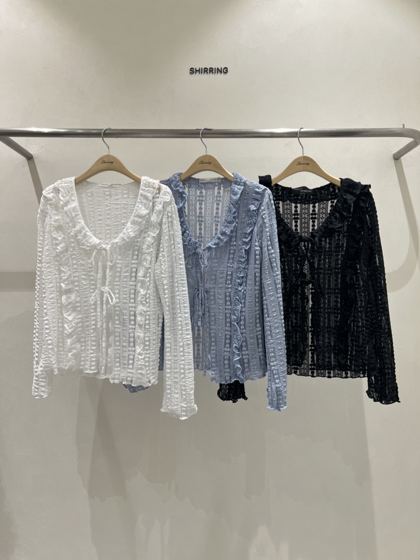 SHIRRING韓國直郵㊣女裝新款推薦休閑人氣時尚25春夏襯衫蕾絲衫SHIRRING襯衫/蕾絲衫