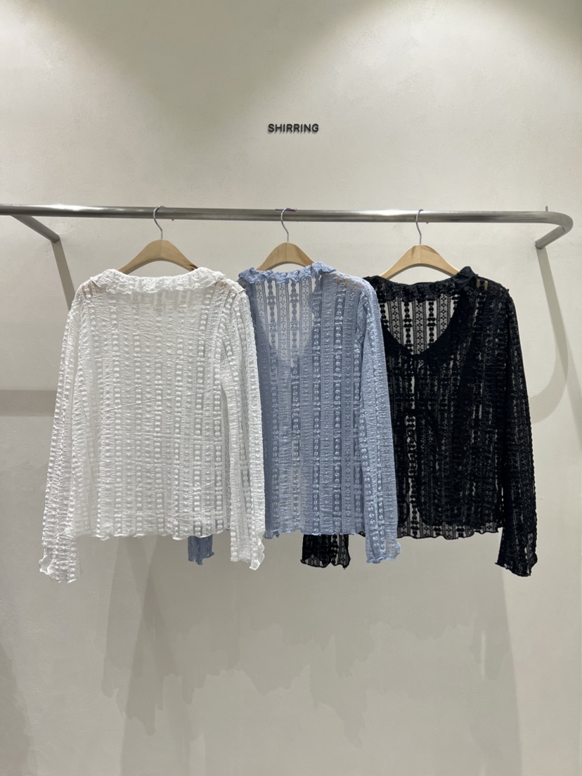 SHIRRING韓國直郵㊣女裝新款推薦休閑人氣時尚25春夏襯衫蕾絲衫SHIRRING襯衫/蕾絲衫