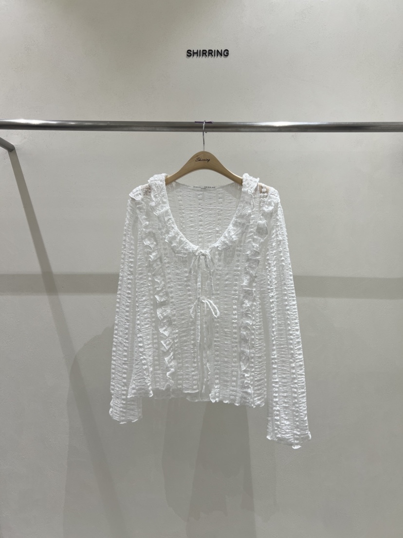 SHIRRING韓國直郵㊣女裝新款推薦休閑人氣時尚25春夏襯衫蕾絲衫SHIRRING襯衫/蕾絲衫