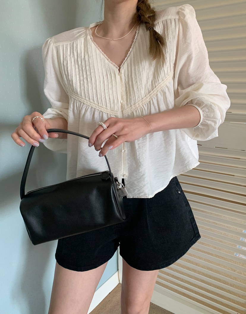 MELLOUNGE-멜라운지-T韓國直郵女裝新款推薦25春夏襯衫蕾絲衫MELLOUNGE-T襯衫/蕾絲衫