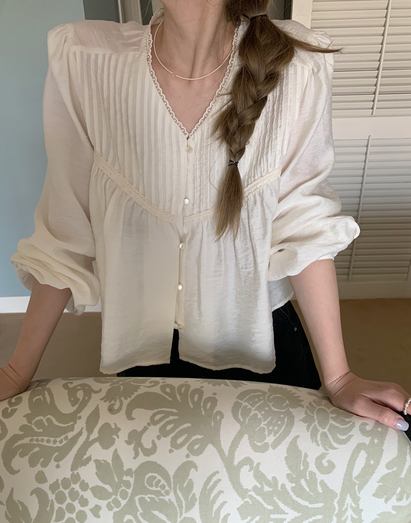 MELLOUNGE-멜라운지-T韓國直郵女裝新款推薦25春夏襯衫蕾絲衫MELLOUNGE-T襯衫/蕾絲衫圖色1
