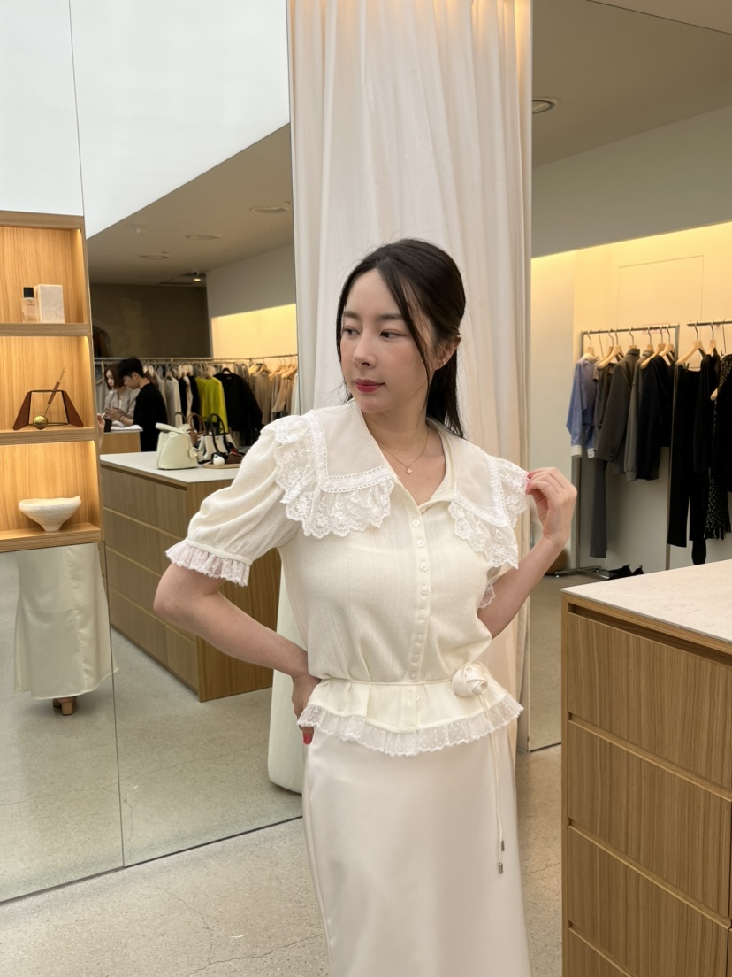 JUJU韓國直郵女士新品推薦人氣職業時尚真品休閑襯衫蕾絲衫JUJU襯衫/蕾絲衫