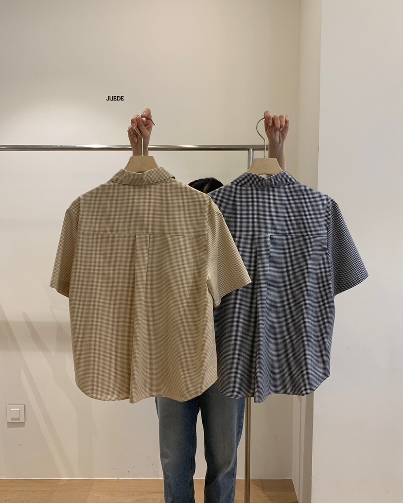 JUEDE(此品牌容易投訴)東大門實拍女士新品25春夏襯衫蕾絲衫格紋JUEDE襯衫/蕾絲衫
